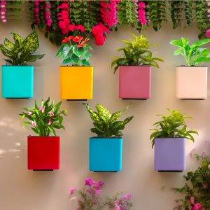 Aqua Bloom Square Planter